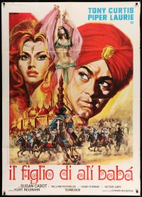 7g579 SON OF ALI BABA Italian 1p R1960s best different art of Tony Curtis & Piper Laurie by Franco!