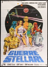 7g582 STAR WARS Italian 1p 1977 George Lucas classic sci-fi epic, cool different art by Papuzza!