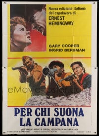 7g341 FOR WHOM THE BELL TOLLS Italian 2p R1970s different Gary Cooper & Ingrid Bergman, Hemingway!