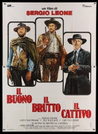 7g345 GOOD, THE BAD & THE UGLY Italian 2p R1970s Casaro art of Eastwood, Van Cleef & Wallach, Leone!