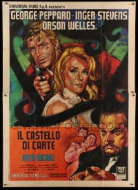 7g349 HOUSE OF CARDS Italian 2p 1969 different Iaia art of George Peppard, Orson Welles & Stevens!