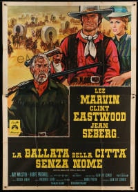 7g380 PAINT YOUR WAGON Italian 2p 1970 different Colizzi art of Clint Eastwood, Marvin & Seberg!