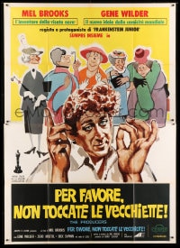 7g383 PRODUCERS Italian 2p R1975 Mel Brooks classic, different art of Gene Wilder & old ladies!