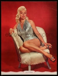 7g055 DIANA DORS 11x14 calendar sample page 1964 the sexy English blonde sitting in silver dress!