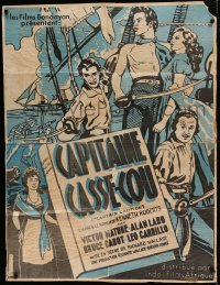 7g087 CAPTAIN CAUTION Moroccan 1940 different art of barechested swashbuckler Victor Mature on ship!