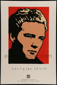 7g082 JERRY LEE LEWIS 2-sided 14x21 music poster 1997 Schwab artwork of rock 'n' roll piano player!