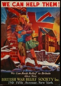 7g015 WE CAN HELP THEM 15x21 WWII war poster 1940s Carleton F. McCutcheon art of British orphans!