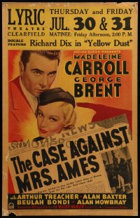 7g182 CASE AGAINST MRS. AMES WC 1936 Madeleine Carroll, George Brent, cool newspaper headline!