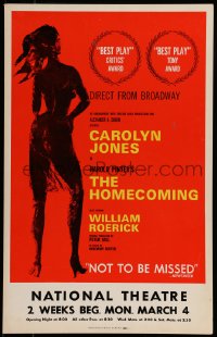 7g211 HOMECOMING stage play WC 1967 Harold Pinter, great sexy silhouette art of Carolyn Jones!