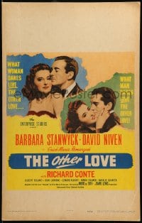 7g249 OTHER LOVE WC 1947 David Niven, Barbara Stanwyck, Richard Conte, Erich Maria Remarque