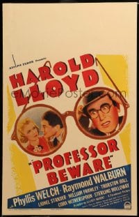 7g258 PROFESSOR BEWARE WC 1938 Harold Lloyd goes from LA to NY, great art of his trademark glasses!