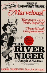7g260 RIVER NIGER stage play WC 1973 Norman art of the African American cast, won 16 Broadway awards