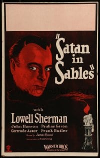 7g266 SATAN IN SABLES WC 1925 great art of Lowell Sherman with Devil horns by candle, ultra rare!
