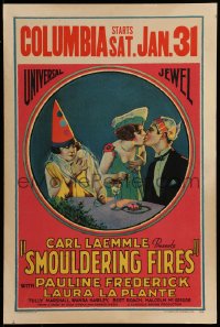 7g277 SMOULDERING FIRES WC 1925 stone litho of Pauline Frederick & Laura La Plante in costumes!