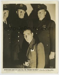 7h186 ALL THROUGH THE NIGHT 8x10 still 1942 Humphrey Bogart pointing gun in front of 3 policemen!