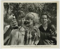 7h189 AMERICAN GRAFFITI 8x10 still 1973 Ron Howard, Candy Clark & Charlie Martin Smith with beers!