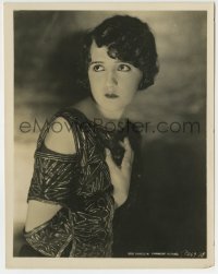 7h214 BEBE DANIELS 8x10.25 still 1920s wonderful moody close up in cool dress with cut-outs!