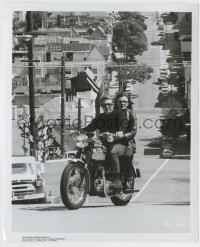 7h268 BULLITT 8.25x10 still 1968 Steve McQueen riding on motorcycle with Jacqueline Bisset!