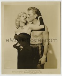 7h289 CHAMPION 8.25x10 still 1949 c/u of boxer Kirk Douglas & sexy Marilyn Maxwell in low-cut dress!