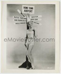 7h322 CROWDED SKY candid 8.25x10 still 1960 sexy Anne Francis hitchhiking under road sign!