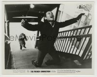 7h416 FRENCH CONNECTION 8x10 still 1971 c/u of Gene Hackman pointing gun in climax of chase!