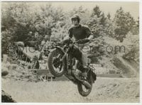 7h455 GREAT ESCAPE candid 7x9.5 still 1963 Steve McQueen or stunt double jumping motorcycle, rare!