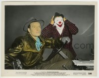 7h054 GREATEST SHOW ON EARTH color 8x10.25 still 1952 c/u of Charlton Heston & clown James Stewart!