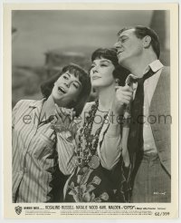 7h459 GYPSY 8.25x10 still 1962 great c/u of Natalie Wood singing with Rosalind Russell & Karl Malden
