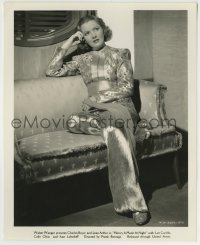 7h480 HISTORY IS MADE AT NIGHT 8.25x10 still 1937 Jean Arthur in glamorous golden pajama ensemble!