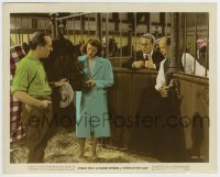 7h062 KEEPER OF THE FLAME color 8.25x10.25 still 1942 Tracy & Katharine Hepburn by horse in stable!