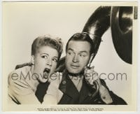7h576 LET'S FACE IT 8.25x10 still 1943 wacky c/u of Bob Hope with tuba & Betty Hutton by Schafer!