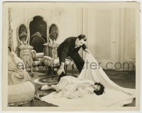7h596 LOUD SOUP 8x10.25 still 1929 scared Charley Chase wraps unconscious sexy woman in a sheet!