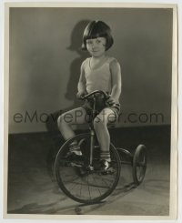 7h633 MARY ANN JACKSON deluxe 8x10 still 1920s great portrait of the cute Our Gang star on tricycle