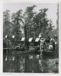 7h640 MAVERICK TV candid 8.25x10 still 1958 James Garner being filmed in rowboat for Island in Swamp