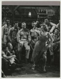 7h652 MISS SADIE THOMPSON 8x10 key book still 1953 sexy Rita Hayworth dancing for soldiers by Bell!