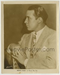 7h660 MONTE BLUE 8x10 still 1920s great profile portrait wearing suit & tie by Hoover!
