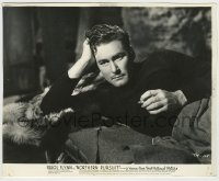 7h693 NORTHERN PURSUIT 8x9.75 still 1943 great close up of Canadian Mountie Errol Flynn relaxing!