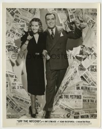 7h695 OFF THE RECORD 8x10.25 still 1939 reporters Pat O'Brien & Joan Blondell with newspapers!
