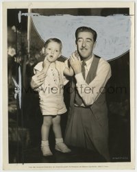 7h696 OLD-FASHIONED WAY candid 8x10.25 still 1934 Baby LeRoy learns to shave w/ director Beaudine!