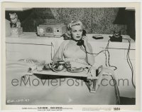 7h708 OVER-EXPOSED 8x10.25 still 1956 great c/u of sexy Cleo Moore eating breakfast in bed!