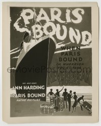 7h715 PARIS BOUND 8x10.25 still 1929 great cruise ship art used for the one-sheet!