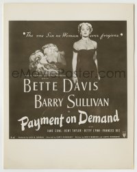 7h718 PAYMENT ON DEMAND 8x10 key book still 1951 Zamparelli art of Bette Davis used on the 6sheet!