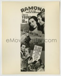 7h751 RAMONA 8x10.25 still 1936 Loretta Young, Don Ameche, great montage used on the insert!