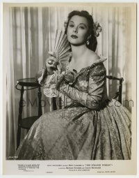 7h868 STRANGE WOMAN 8x10.25 still 1946 sexy Hedy Lamarr in beautiful dress & holding fan!
