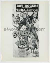 7h886 SUNSET IN THE WEST 8x10 still 1950 cool art of Roy Rogers & Trigger used on the three-sheet!