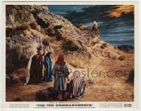 7h127 TEN COMMANDMENTS color 8x10 still 1956 Debra Paget & others watch Charlton Heston talk to God!