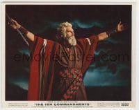 7h124 TEN COMMANDMENTS color 8x10 still 1956 best c/u of Charlton Heston as Moses parting Red Sea!