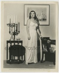 7h975 WHITE TIE & TAILS 8.25x10 still 1946 full-length sexy Ella Raines in pretty beaded gown!
