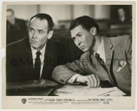 7h984 WRONG MAN 8x10 still 1957 Henry Fonda & Anthony Quayle in court, Alfred Hitchcock!