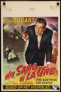 7j335 DEADLINE-U.S.A. Belgian 1952 newspaper editor Humphrey Bogart, great different art!